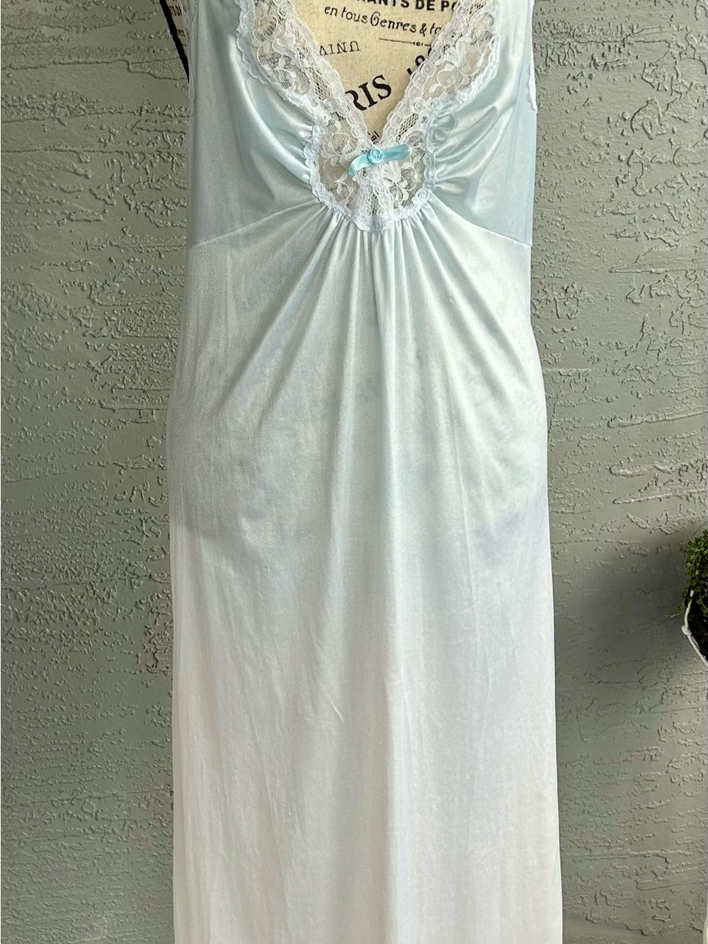 Val Mode Women cottage core, old, money Blue Ombre Vintage Lace Maxi Chemise
